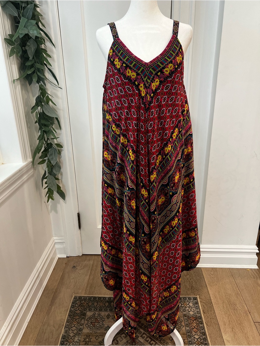 new directions Burgundy Floral & Geometric Maxi Dress